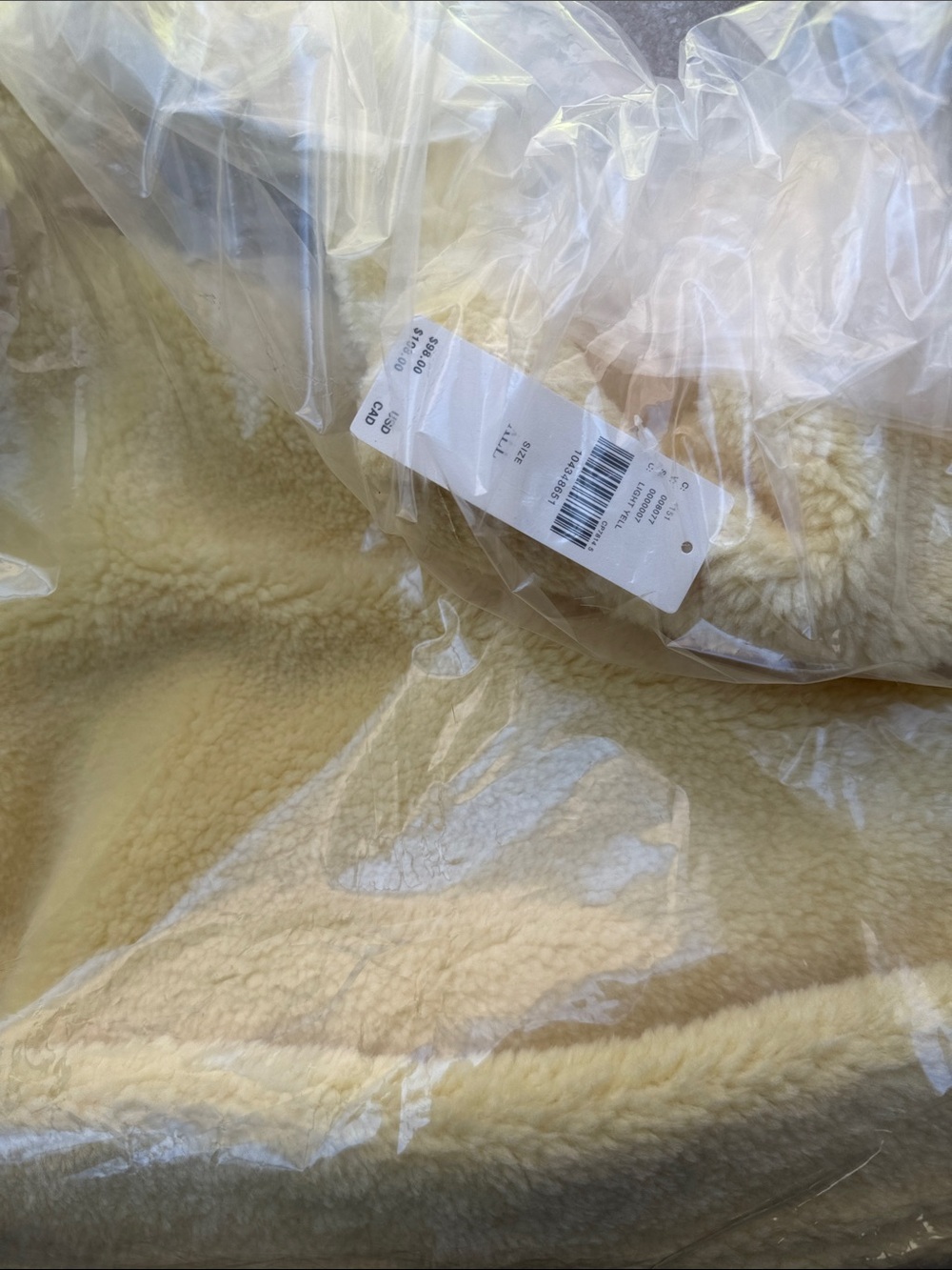 Anthropologie Love Knot Slouchy Bag & Zipper Pouch Sherpa Fleece Lemon Yellow - Picture 7 of 12